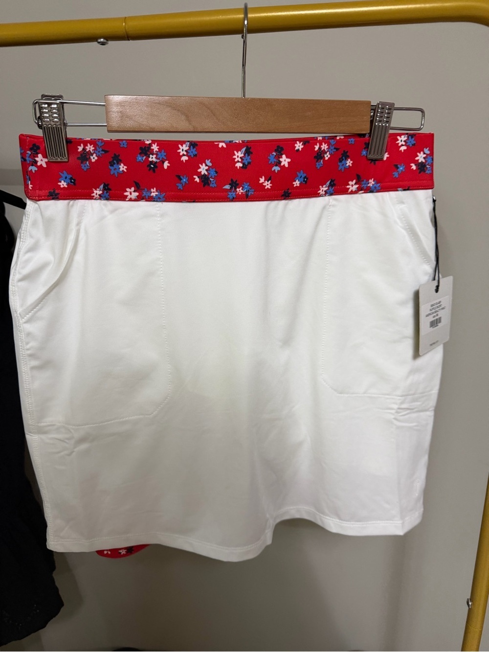 Belyn Key White Skort with Red Floral Waistband